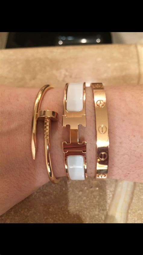 cartier hermes bracelet stack|Cartier love bracelet stacking ideas.